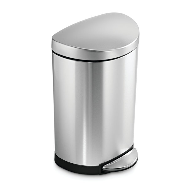 simplehuman 2.6 Gallon SemiRound Step Trash Can, Brushed Stainless Steel & Reviews Wayfair